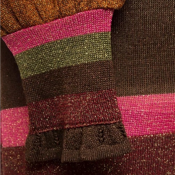 EUC Women’s JUST CAVALLI Long Sleeve Striped Metallic Bodycon Dress - Picture 5 of 12